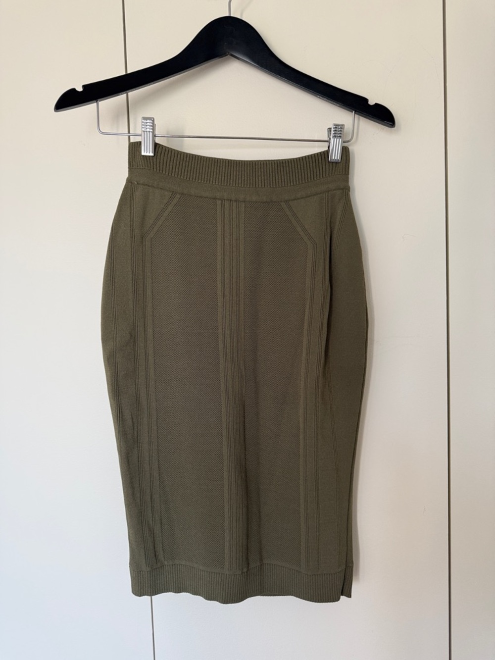 Ohne Titel Olive Green Ribbed Knit Pencil Skirt